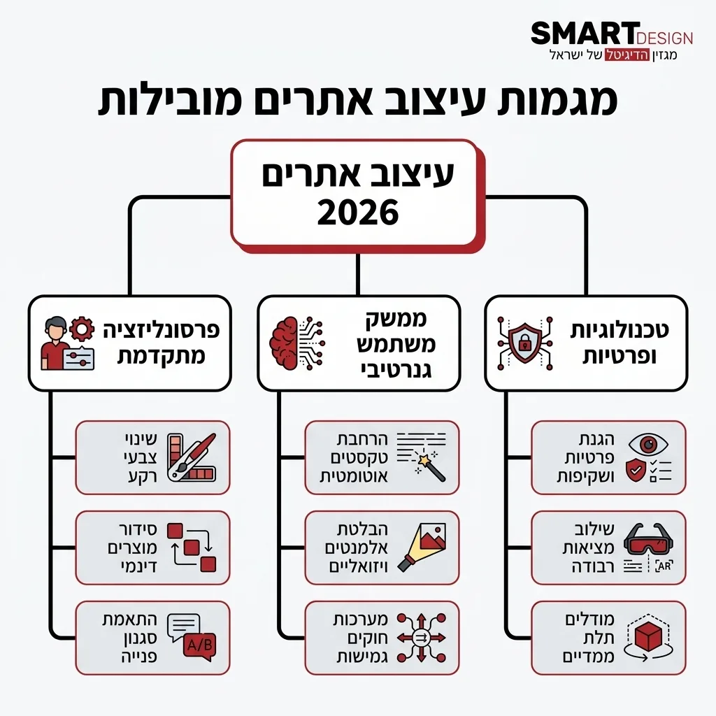 אינפוגרפיקה — מגמות עיצוב אתרים מובילות: עיצוב אתרים 2026