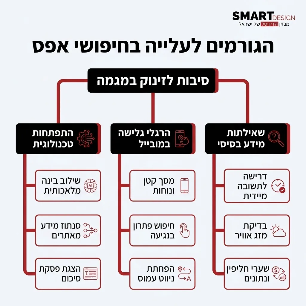 אינפוגרפיקה — הגורמים לעלייה בחיפושי אפס: סיבות לזינוק במגמה