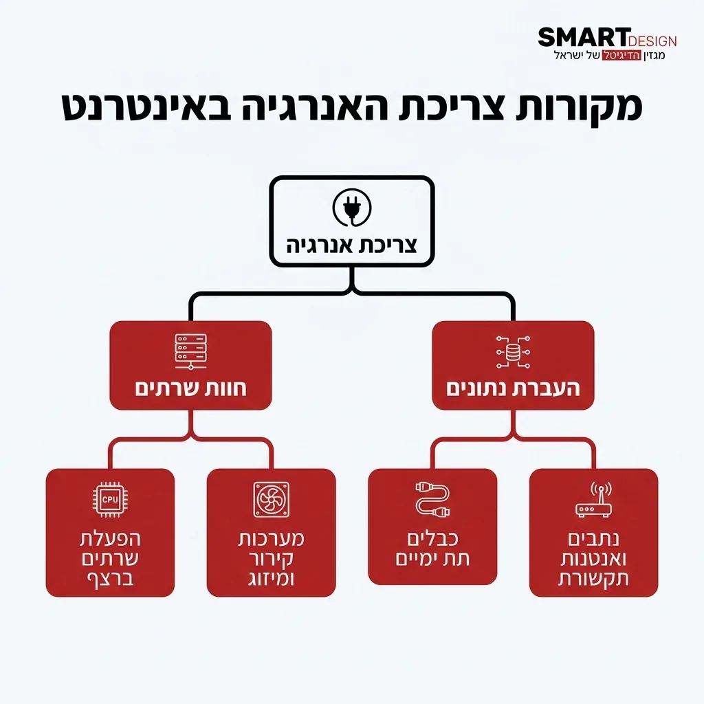 אינפוגרפיקה — מקורות צריכת האנרגיה באינטרנט: צריכת אנרגיה