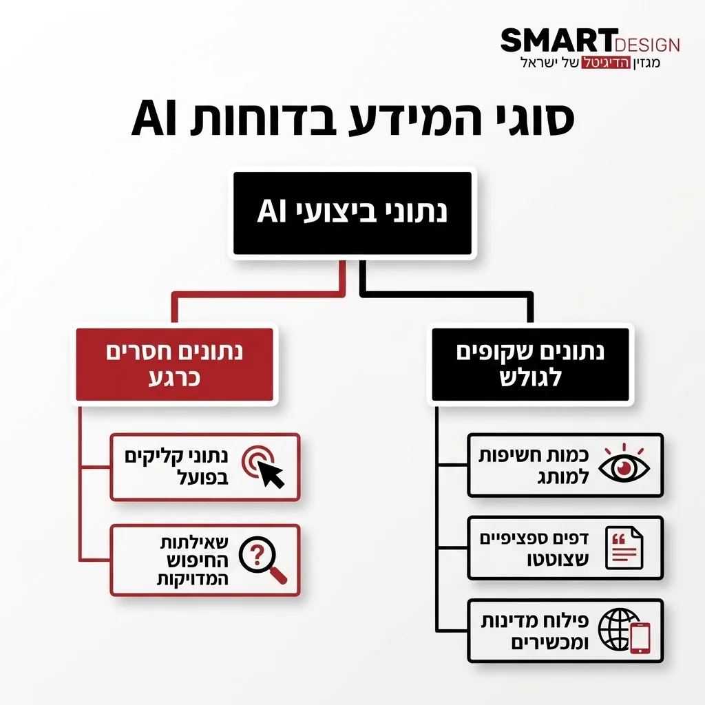 אינפוגרפיקה — סוגי המידע בדוחות AI: נתוני ביצועי AI