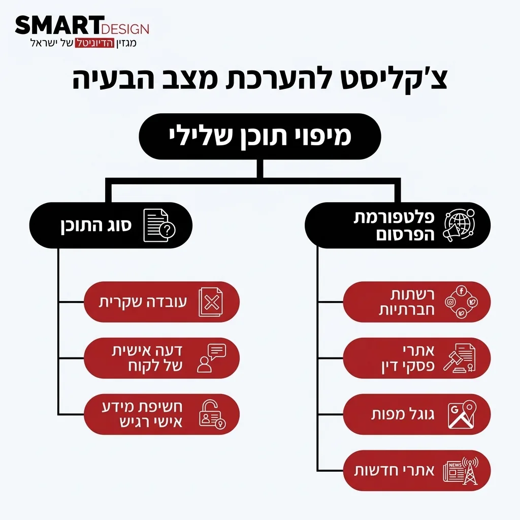 אינפוגרפיקה — צקליסט להערכת מצב הבעיה: מיפוי תוכן שלילי