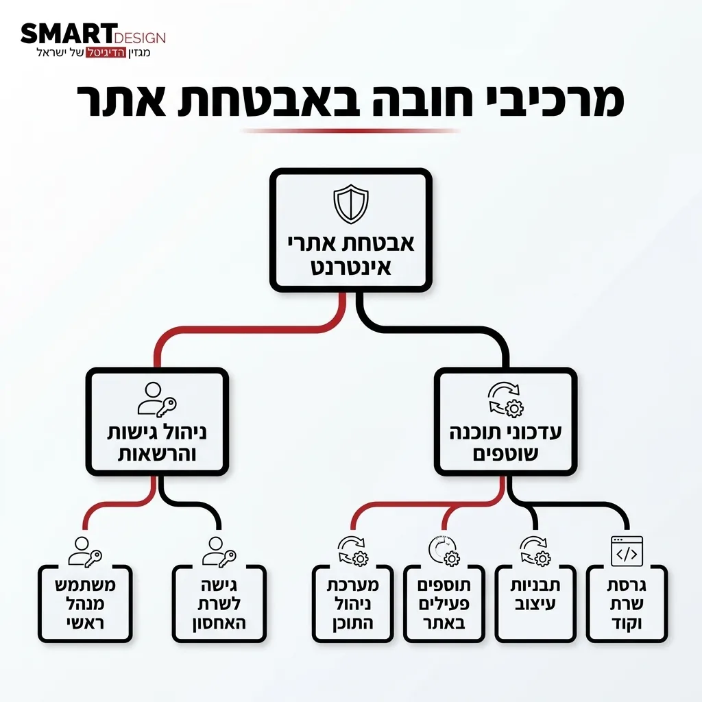 אינפוגרפיקה — מרכיבי חובה באבטחת אתר: אבטחת אתרי אינטרנט