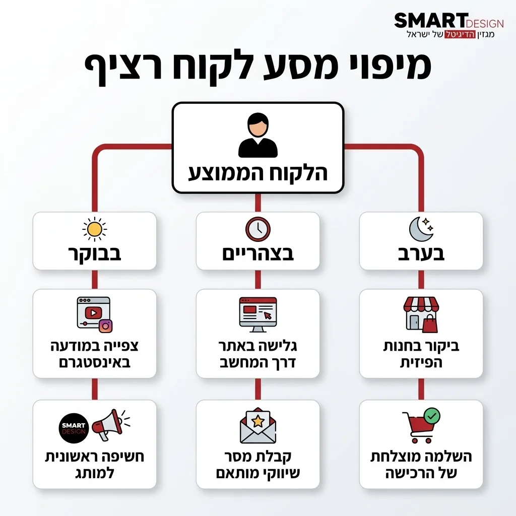 אינפוגרפיקה — מיפוי מסע לקוח רציף: הלקוח הממוצע